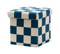 Kid's Concept Puf con almacenaje a cuadros Turquesa. 30x30 cm