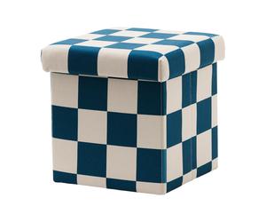 Kid's Concept Puf con almacenaje a cuadros Turquesa. 30x30 cm