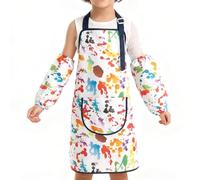 Kids Cooking Apron Adjustable Bib - Sleeve Protector Smock, Painting Art Cover, Classroom Home Kitchen Use | Garden Outdoor School Kindergarten Mealtime Activity Wear Lightweight Fabric Easy Clean