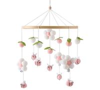 Kids Crib Mobile - Mobile For Bassinet, Cute Toys Decoration, Wooden Mobiles For Cribs, with Pom-Poms Flowers Bees Crib Mobiles For Boys Girls Nursery Bedroom Kindergarten Home Travel