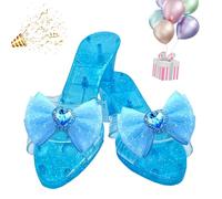 Kids Crystal Heels, Princess Cosplay Dress Up Shoes, Glitter Slip-On Fairy Tale Shoes with Shiny Bow Design, with Comfortable Fit for Long Wear, for Holiday Party Stage Costume School Enthusiasts