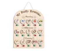 Kids Daily Routine Chart, 14.02x11.81x1.5 Inches Morning Bedtime Daily Routine Chart For Kids | Wooden Planner Boards Educational Toys Morning School Supplies Home Decor For Classroom Girls Boys