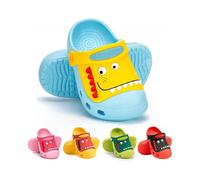 Kids Dinosaur Clogs Slippers Girls Boys Toddlers Cute Garden Water Shoes Cartoon Slides Sandals Beach Shower Pool Slipper---blue 7.5-8.5 Toddler