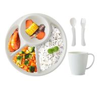 Kids Divided Trays Reutilizable Plates Set | Reusable Kids Eating Trays With Divided Sections, Bowls & Cutlery For Home, School, Picnic, Camping, Acción de Gracias, BBQ, Prechool, Cafeteria & Fiestas