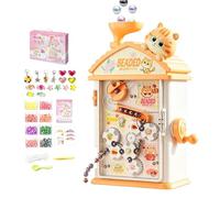 Kids DIY Bead Bracelet Making Kit, Educational Jewelry Craft Toy Set | Over 400 Beads in 16 Colors with 16 Charms, Hand-Crank Automatic Bead Feeding Machine, Complete Storage Gift Box Set for
