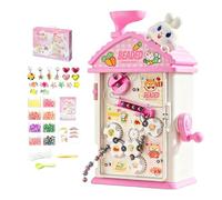 Kids DIY Bead Bracelet Making Kit, Educational Jewelry Craft Toy Set | Over 400 Beads in 16 Colors with 16 Charms, Hand-Crank Automatic Bead Feeding Machine, Complete Storage Gift Box Set for