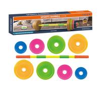 Kids Dumbbell Toy - Adjustable Weight Set For Fitness, 18.03 To 31.77 Inch Expandable Barbell, 8 Piece Interlocking Plates + Professional Bar, High Grade PP Polymer Resin - For Body Training