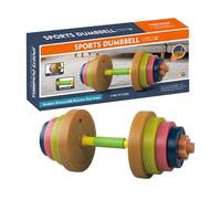 Kids Dumbbell Toy - Adjustable Weight Set For Fitness, 18.03 To 31.77 Inch Expandable Barbell, 8 Piece Interlocking Plates + Professional Bar, High Grade PP Polymer Resin - For Body Training