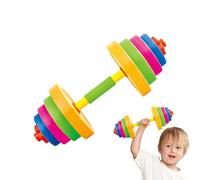 Kids Dumbbell Toy - Adjustable Weight Set For Fitness, 18.03 To 31.77 Inch Expandable Barbell, 8 Piece Interlocking Plates + Professional Bar, High Grade PP Polymer Resin - For Body Training