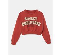 Kids El Corte Inglés Sudadera de niña crop con texto. Marrón 12 Años (S) / 152 cm (152 cm)