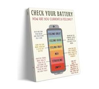 Kids Emotions Poster - Check Your Battery Feelings Chart for Children, Colorful Mental Health Wall Art for Classroom, Playroom, Counselor (Unframed,12x18inch(30x45cm))