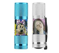 Kids Euroswan 2 linternas LED de aluminio de Minnie Mouse y Sony Luna, incluye 3 pilas AAA, linterna pequeña y práctica, explorador nocturno para niños y niñas de más de 3 años