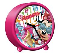 Kids Euroswan Despertador Redondo de 9 cm Modelo Minnie Mouse, Compuesto, Multicolor, 8x3x6 cm