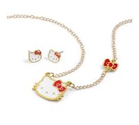 KIDS EUROSWAN Hello Kitty - Juego de pendientes y collar de cadena para niñas, one sizr, Metal, No es una piedra preciosa