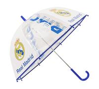Kids Euroswan Paraguas de campana transparente de 48,26 cm, manual del Real Madrid FC, multicolor, Talla única