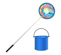 Kids Fish Net, Telescoping Catcher, Folding Bucket Set, Soft Mesh Netting, Adjustable Handle Tool, Fun Outdoor Exploration, for Backyard Pool Trip Camping Party Use, 16.14-35.43 pulgadas