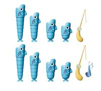 Kids Fishing Table Game Interactive Fish Toy Hand Eye Coordination Educational Play for Boys Girls Family Kindergarten School Nursery Birthday Christmas ABS Compact Green Blue 20x4.8x19cm