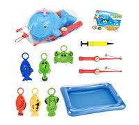 Kids Fishing Toy, Fishing Pool Games with Hand Pump, Water Play Set with Rod, Net, Floating Fish, Fun Summer Bath Game for Boys, Girls Ages 3 to 5, Indoor/Outdoor Use, Multicolor