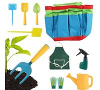 Kids Gardening Tool Set | 10PCS Outdoor Garden Kit Including Watering Can Shovel Rake Gloves Apron Flower Pot PE ABS Oxford Fabric 22×19×12cm 680g Educational Outdoor Play Toy | Boys Girls Yard Beach