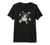 Kids Girls Boys Astronaut Space Tri Color Cavalier Dog Mom Camiseta Premium