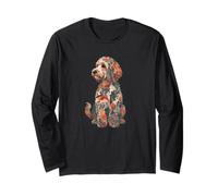 Kids Girls Multicolored Folk Art Cockapoo Dog Lover Manga Larga