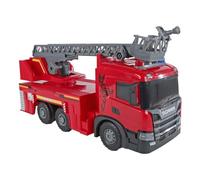 Kids Globe 2Play 510423 Scania - Coche de bomberos (rojo, con luz y sonido, accionamiento por fricción, escalera giratoria extensible, 56 x 20 x 30 cm, vehículo para niños, vehículo para jugar, camión