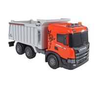 Kids Globe 2Play Scania 510421 - Camión basculante (56 x 20 x 30 cm, con luz y sonido, accionamiento por fricción, superficie de carga inclinable, 56 x 20 x 30 cm, vehículo para niños, color naranja