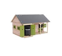 Kids Globe 610249 Horse Stable, 1:32 Scale (with 2 Horse Boxes, 1 Storage Room, Without Horses and Accessories, Horse Farm for Children, Colour Wood/Green)