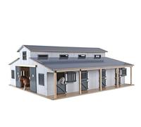 Kids Globe Establo para Caballos (7 Boxen para Caballos, con Almacenamiento en el Techo, Escala 1:24, Establo de Caballos para Granja, Accesorios de Granja para Niños, Juguetes de Granja) 610311