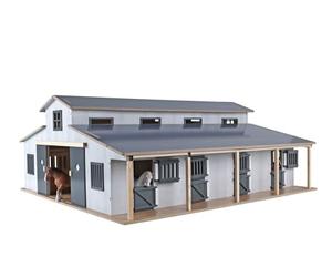 Kids Globe Establo para Caballos (7 Boxen para Caballos, con Almacenamiento en el Techo, Escala 1:24, Establo de Caballos para Granja, Accesorios de Granja para Niños, Juguetes de Granja) 610311