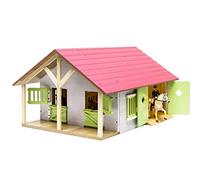 Kids Globe Farming 610168 - Establo para Caballos (Madera, 1:24, con 2 Cajas, con práctico Techo Plegable, para Todo Tipo de Figuras de Animales)