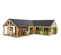 Kids Globe-Caballos de Madera - Escala 1:24, Color Natural, Ventanas y Puertas móviles, Neutro, 3 Boxen (Van Manen 610211)