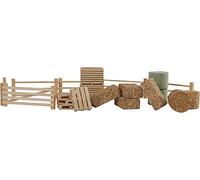 Kids Globe Farming 610253 - Juego de Accesorios (con Vallas, Cajas de Patatas y palés, 19 Piezas de Madera, 1:32), Carbón