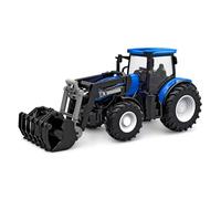 Kids Globe Tractor RC 2,4 GHz (Bulldog con luz y Carga Frontal, Longitud: 27 cm, Azul, con Mando a Distancia, a Partir de 6 años) 510315