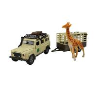 Kids Globe Traffic Die Cast 'Landrover Defender' (Pull Back, Jirafa Remolque), Color Beige/marrón/Negro (Van Manen 521723)