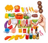 Kids Grill Playset - Interactive BBQ Cooking Toy Set for Preschool Kindergarten Role Play | Colorful Flexible Grill Kitchen Set with Utensils Food Accessories for Boys Girls Pretend Play Fun