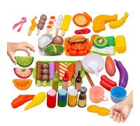 Kids Grill Playset - Interactive BBQ Cooking Toy Set for Preschool Kindergarten Role Play | Colorful Flexible Grill Kitchen Set with Utensils Food Accessories for Boys Girls Pretend Play Fun