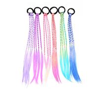 Kids Hair Extensions Braided Hair Tie Band Gradient Colors Girls Hairpiece Band with Elastic Rope for Kids and Women 6Pcs extensions