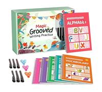 Kids Handwriting Practice Workbook - Reusable Grooved Tracing Copybook Set