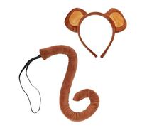 Kids Headband and Tail, Monkey Fancy Costume Set, Adjustable Fit Easy Wear Cute Ears Animal Cosplay Prop for Performance Dress Accessories for Boys Girls