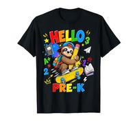 Kids Hello Pre-K Sloth Skateboard Back To School Camiseta