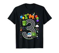 Kids I'm 3 Garbage Vehicle Recycling 3rd Birthday Boy Party Camiseta