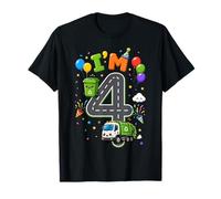 Kids I'm 4 Garbage Vehicle Recycling 4th Birthday Boy Party Camiseta