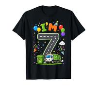 Kids I'm 7 Garbage Vehicle Recycling 7th Birthday Boy Party Camiseta