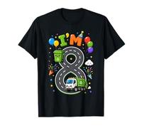 Kids I'm 8 Garbage Vehicle Recycling 8th Birthday Boy Party Camiseta