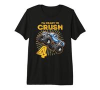 Kids I'm Ready to Crush 4 Monster Truck 4 años de Edad cumpleaños Camiseta Premium