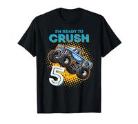 Kids I'm Ready to Crush 5 Monster Truck 5 años de Edad cumpleaños Camiseta