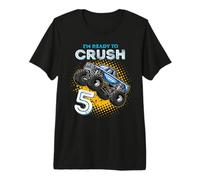 Kids I'm Ready to Crush 5 Monster Truck 5 años de Edad cumpleaños Camiseta Premium