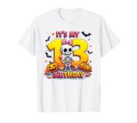 Kids It's My 13th Birthday Boy Funny Halloween Skeleton Camiseta