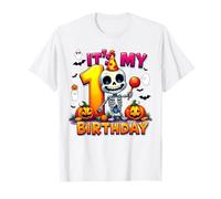 Kids It's My 1st Birthday Boy Halloween Skeleton 1 Years Old Camiseta